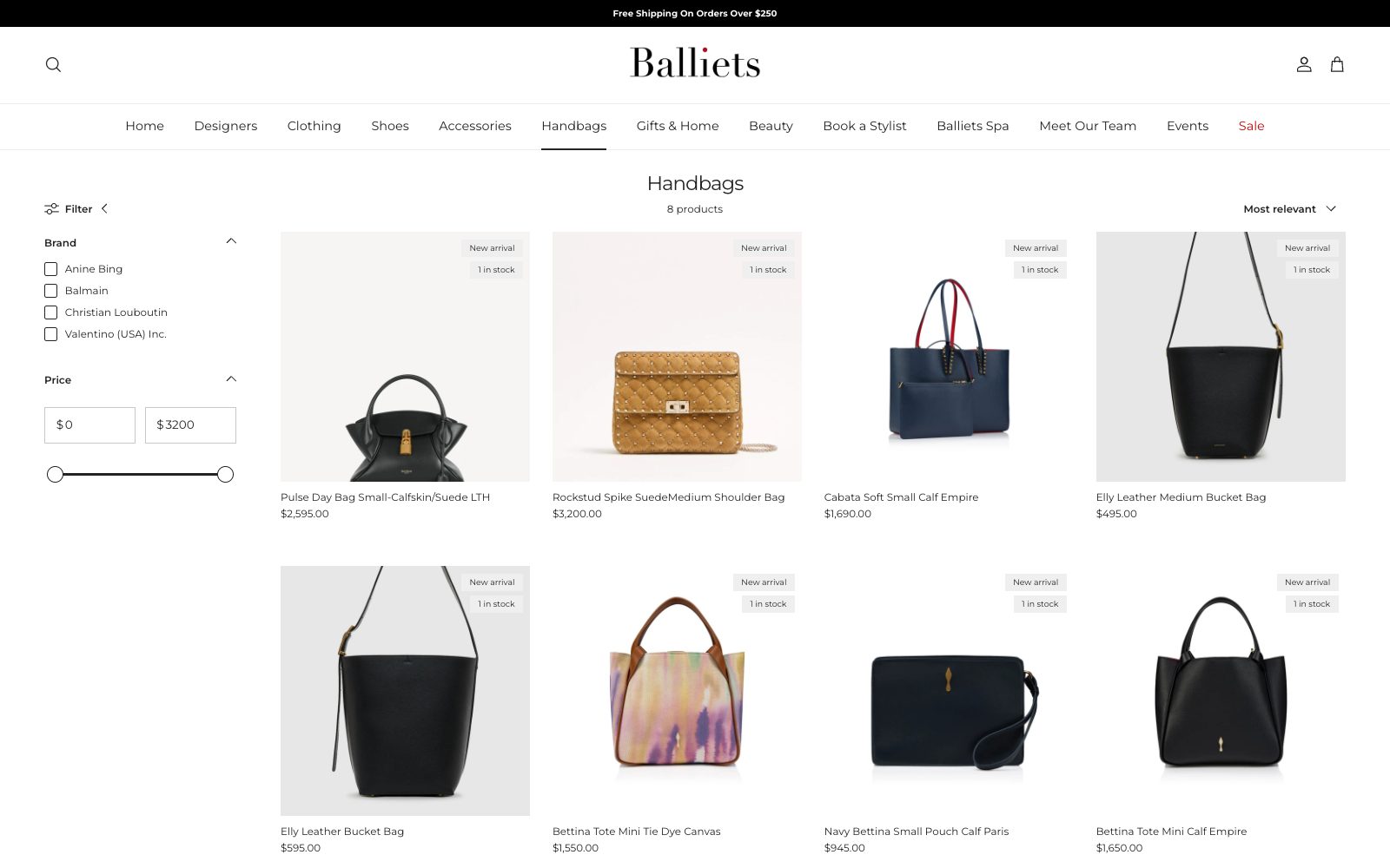 Balliets designer catalog on Shopify - structured collections and product tagging