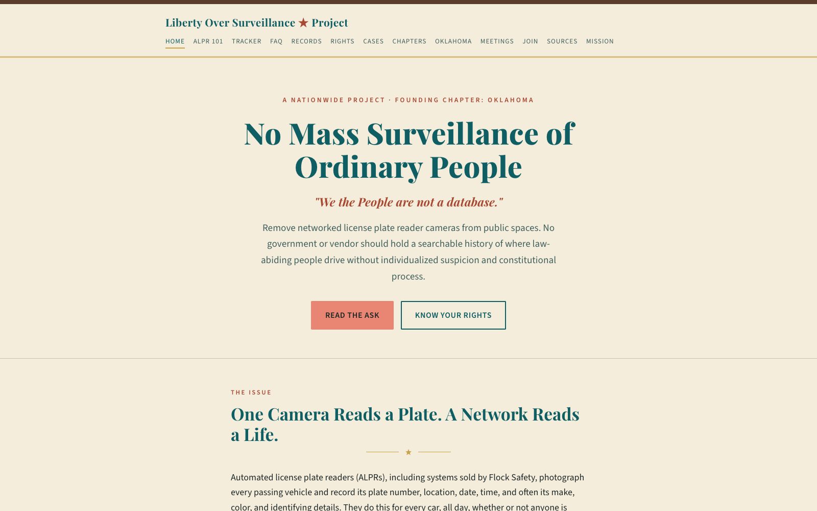 Liberty Over Surveillance Project - nationwide civic-education platform built by Resite360