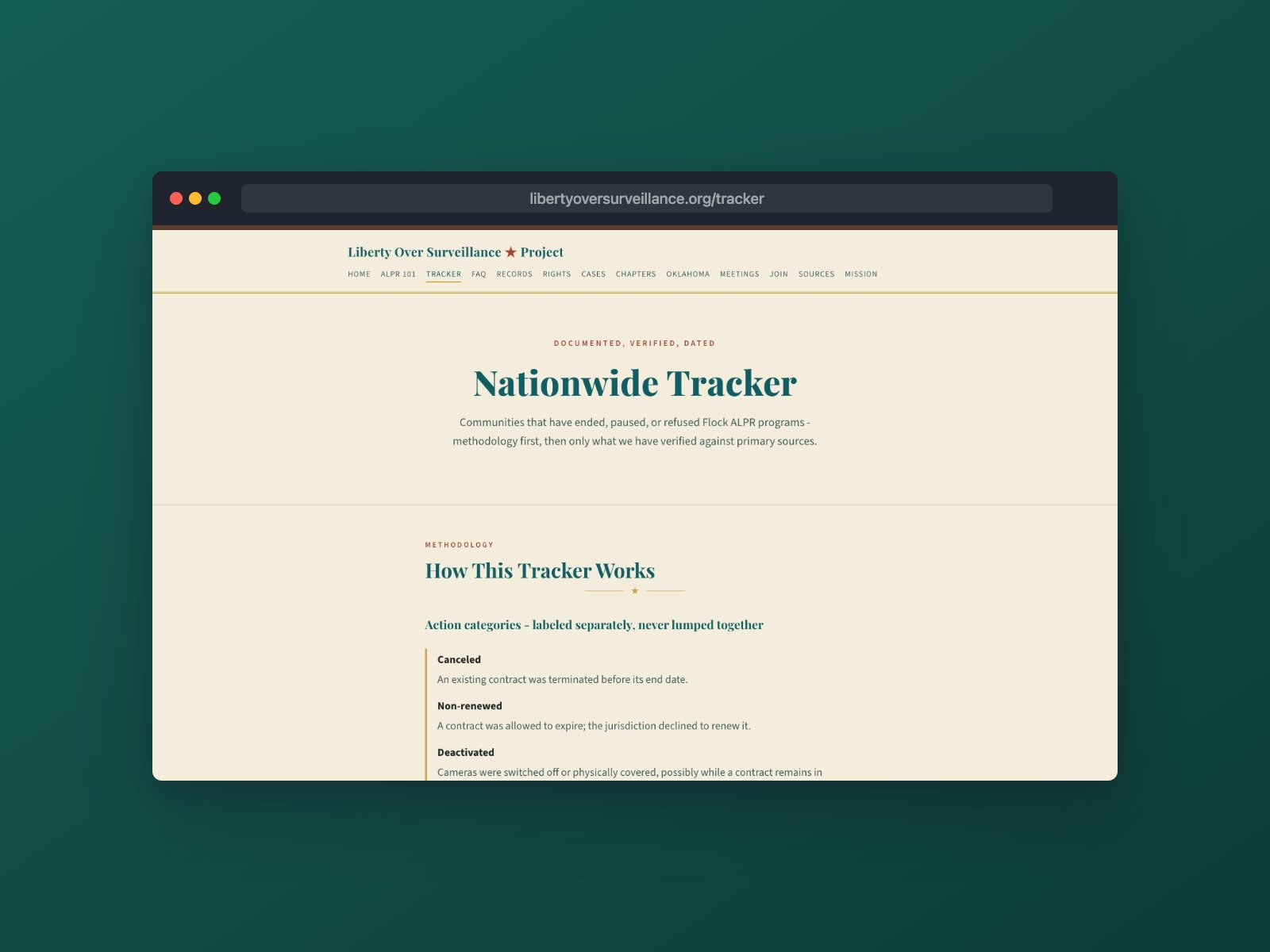 Liberty Over Surveillance - nationwide accountability tracker