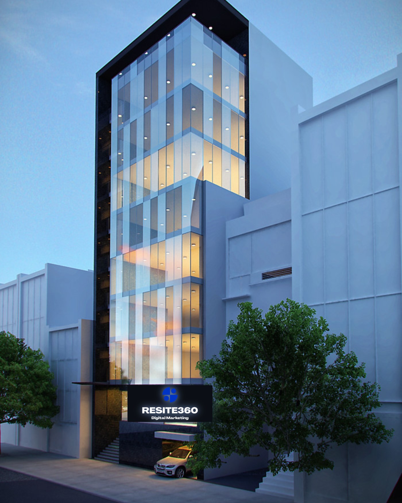 Resite360 headquarters - modern office building with Resite360 signage