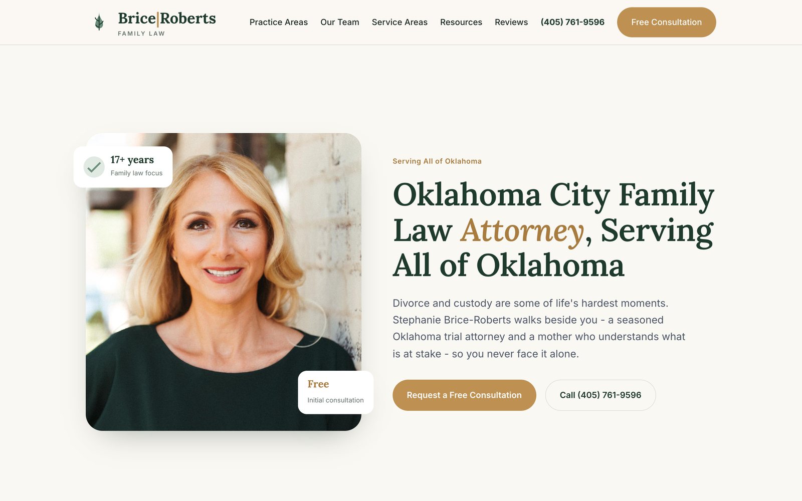 Brice Roberts Family Law website for an Oklahoma City family law attorney, by Resite360