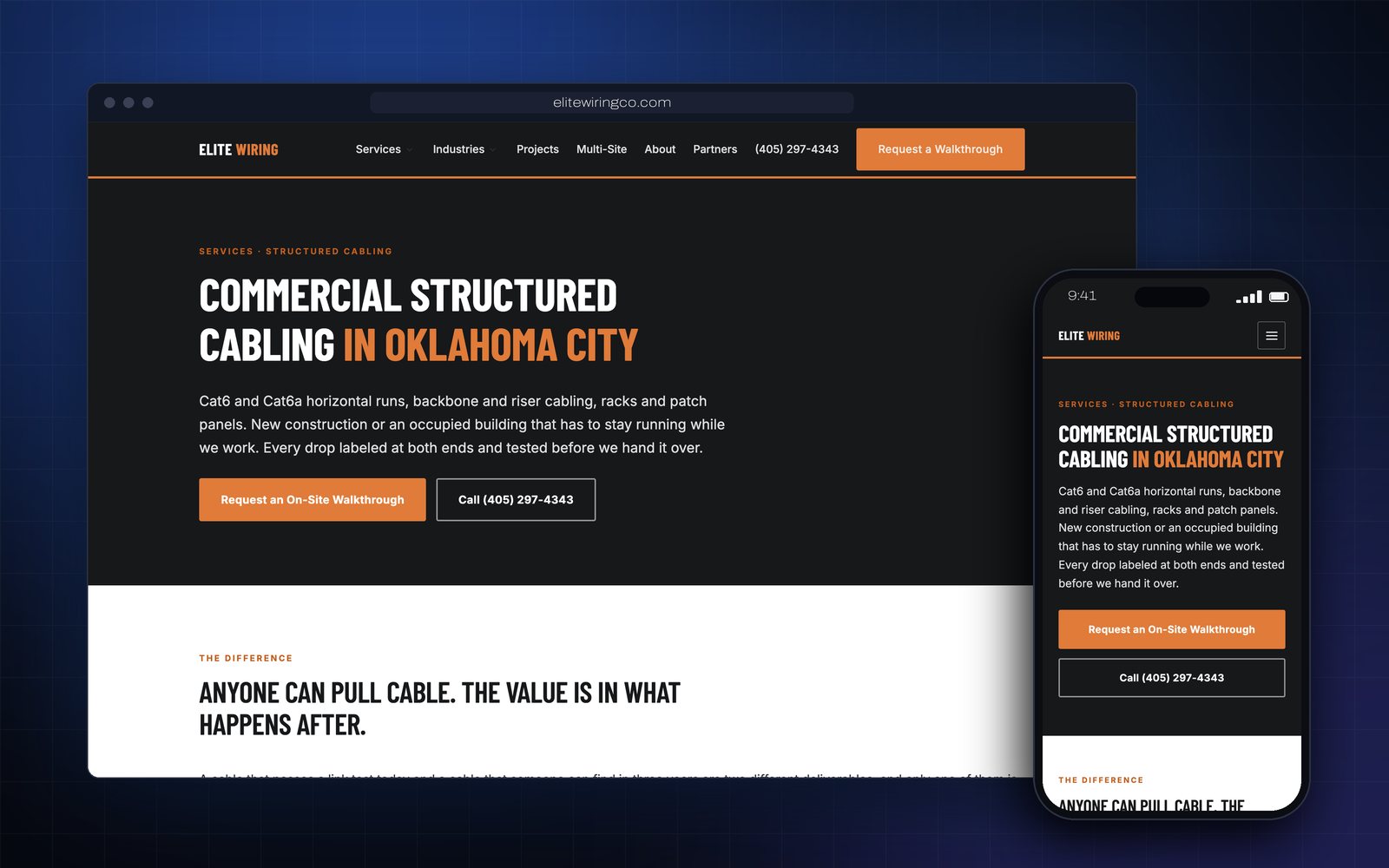 Elite Wiring Co. structured cabling service page