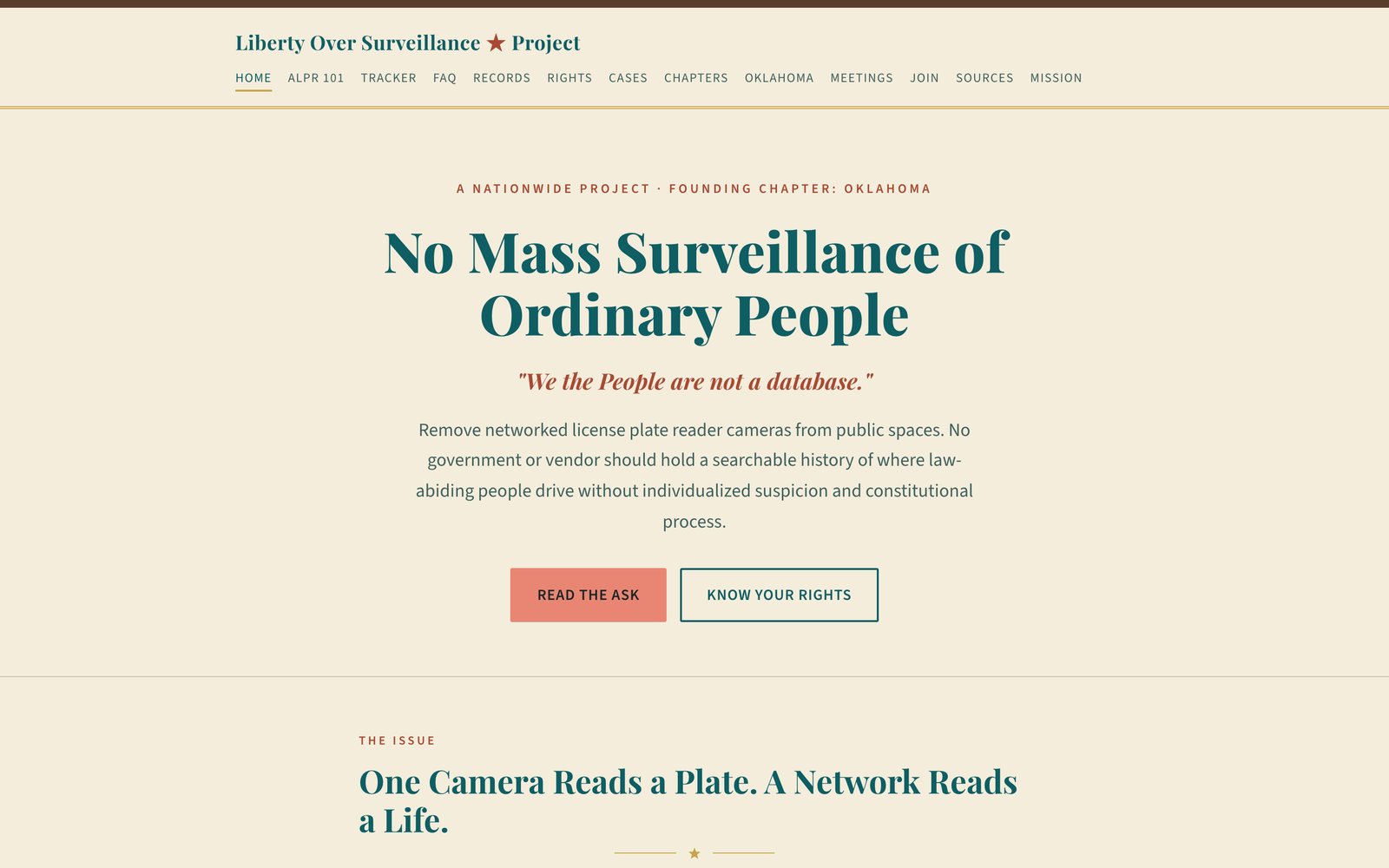 Liberty Over Surveillance Project, a nationwide civic-education platform built by Resite360