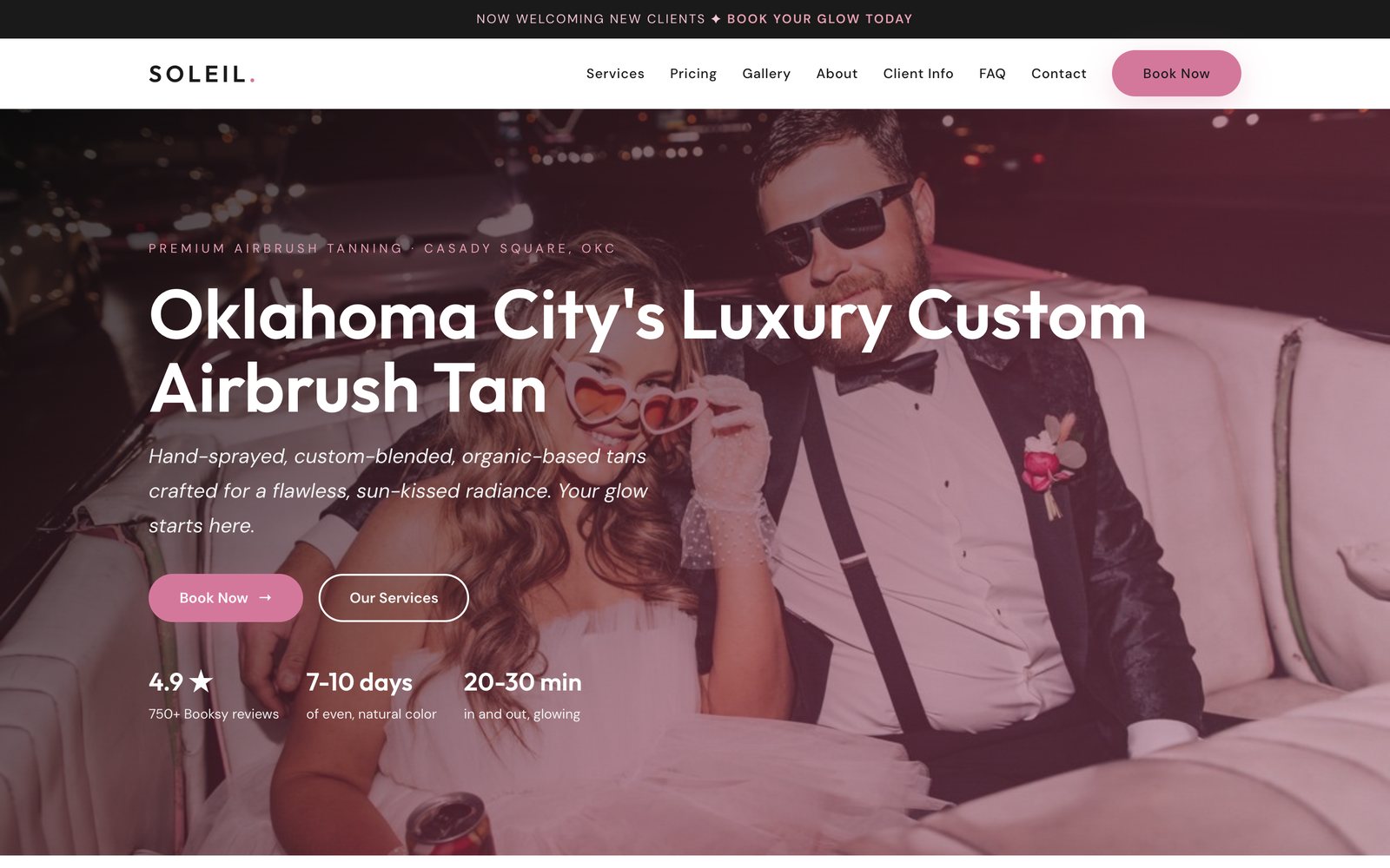 Soleil Airbrush Tanning website for an Oklahoma City luxury airbrush tanning studio, by Resite360