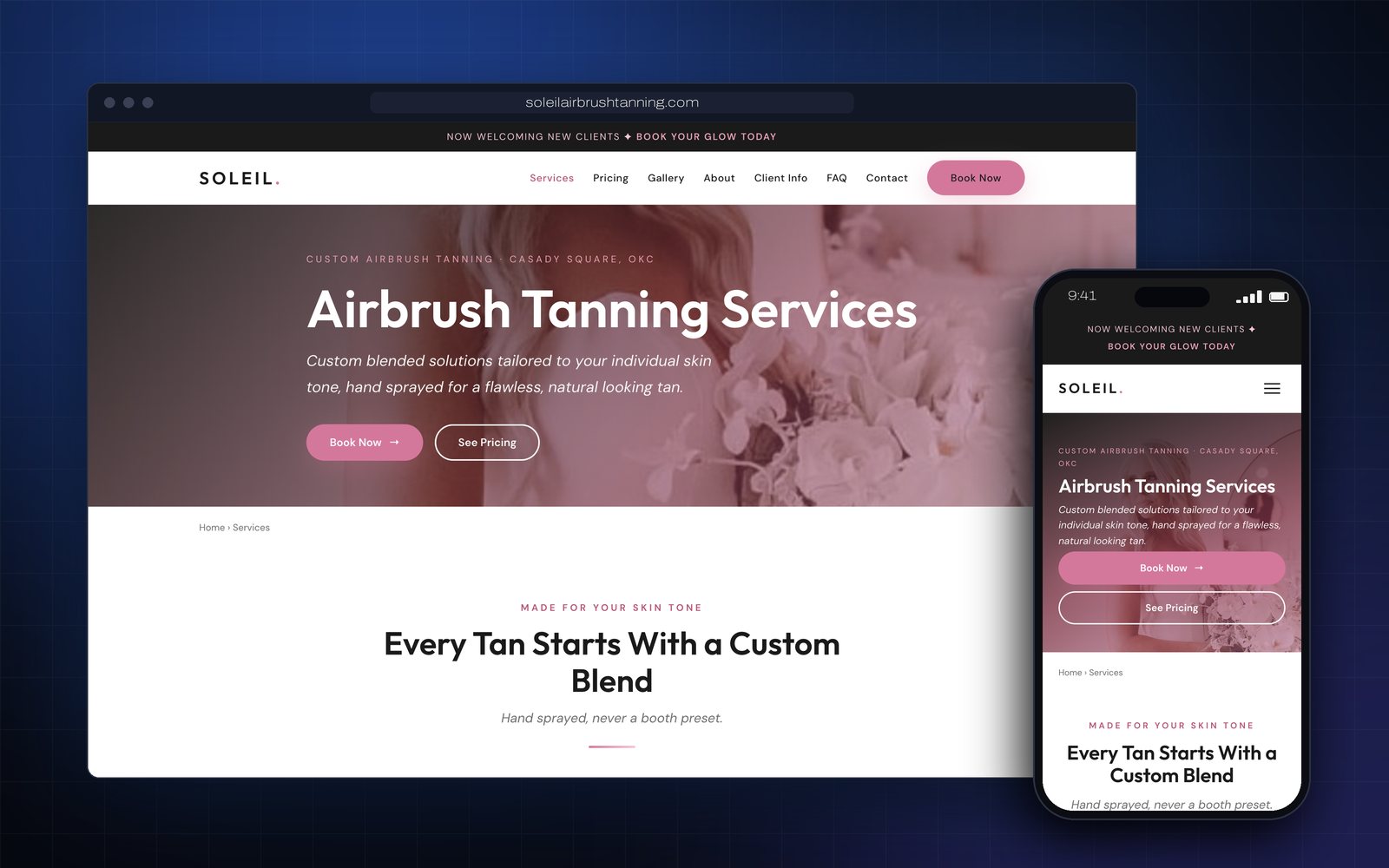 Soleil airbrush tanning services page